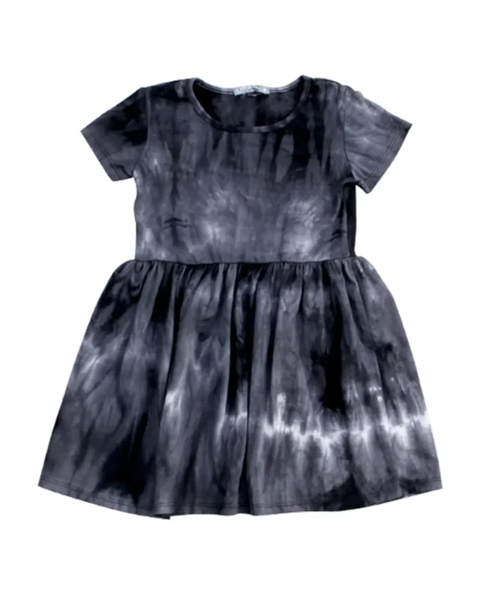 Two-tone bleached fabric dress for girls